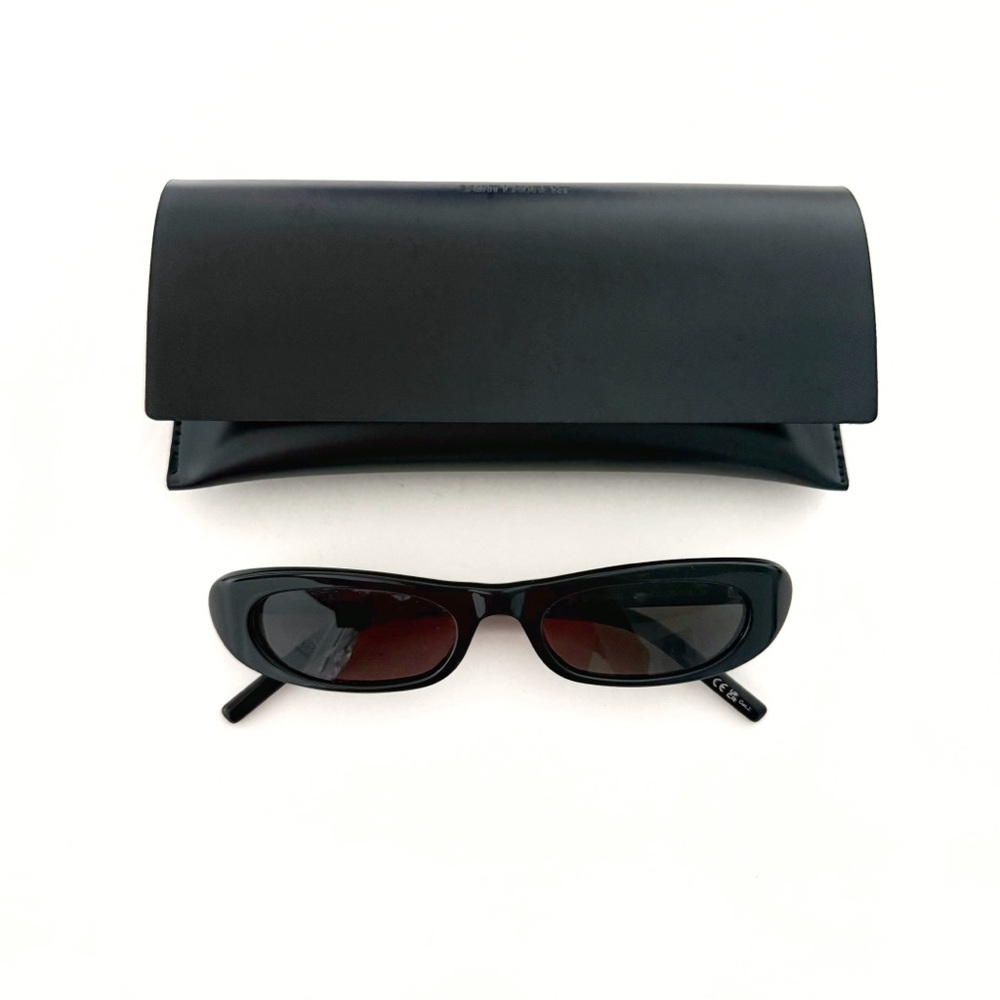 YSL SAINT LAURENT SL 557 BLACK CAT EYE OVAL SUNGLASSES - Picture 1 of 16